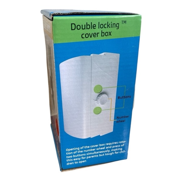 NIB Outlet Cover Box White Baby Safety Double Locking Secure Outlet Cover Box - Picture 4 of 4